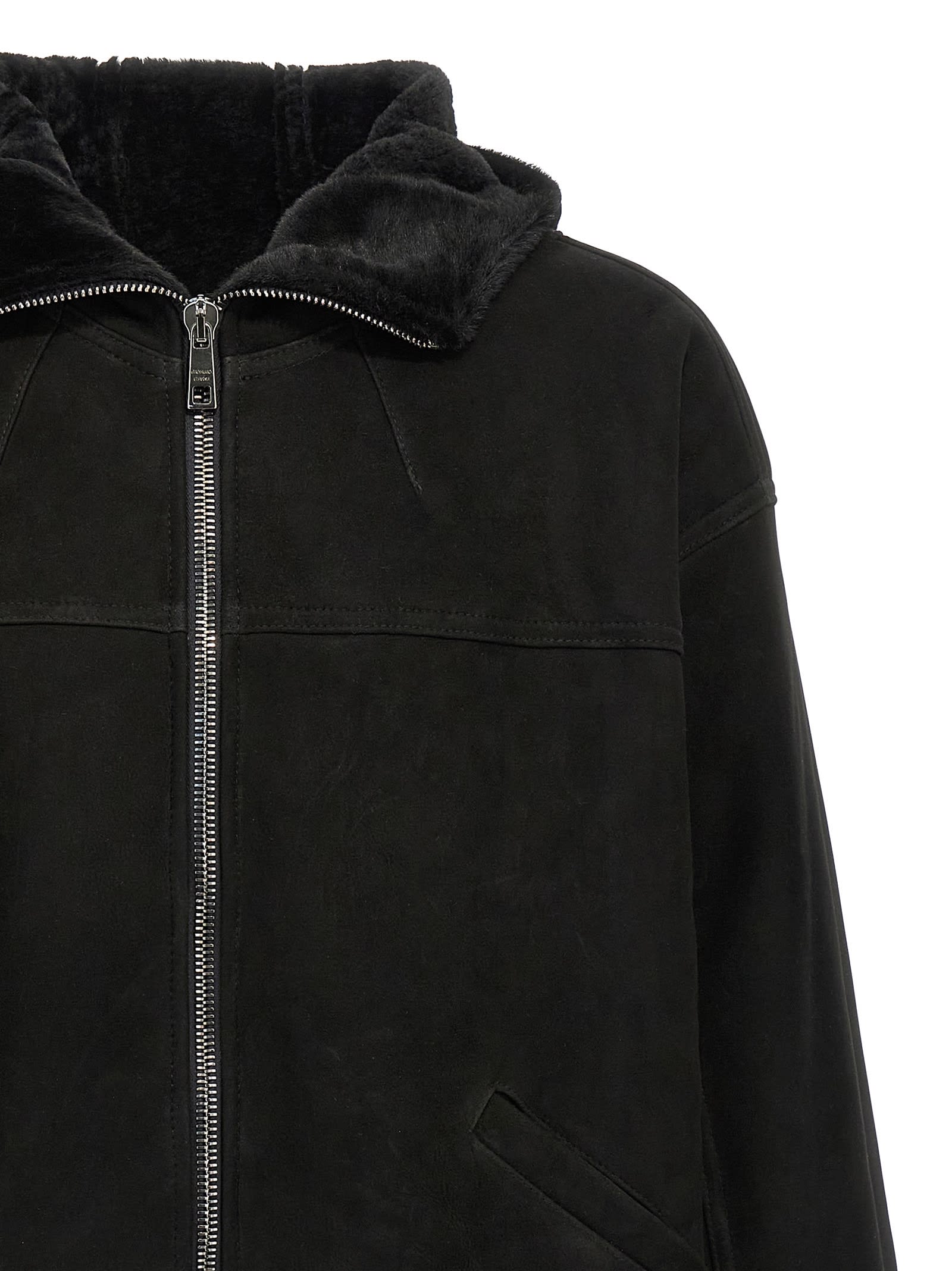 Giorgio Brato Mutton Velour Oversized Hooded Sweatshirt Clothing In Black
