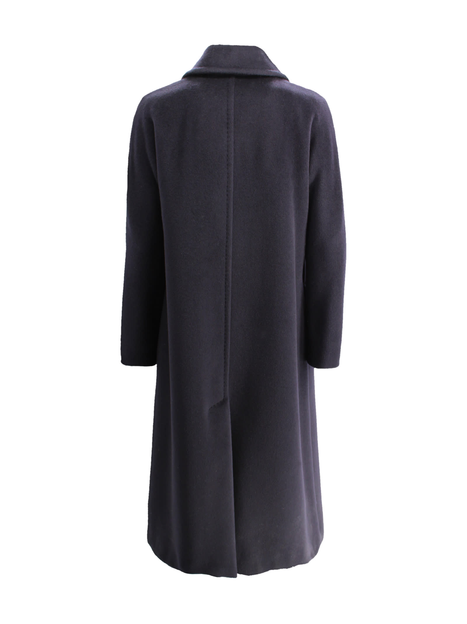 Max Mara Long Wool Coat In Blue