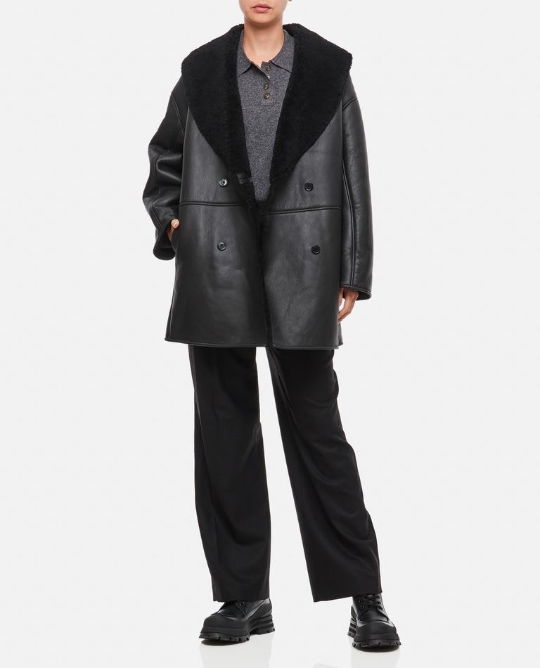 Shop Loulou Studio Double Breasted Shearling Coat