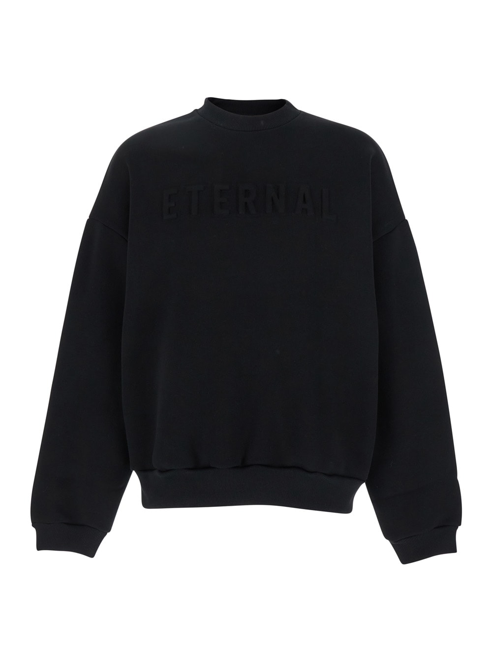 Fear Of God Black Crewneck Sweater With Tonal Logo Lettering Embroidery On The Front In Black