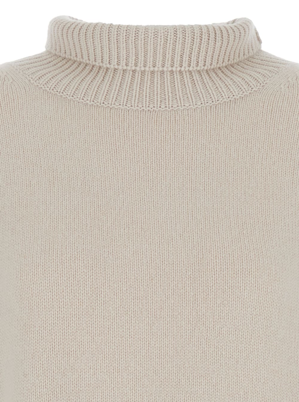 Goat Boyfriend Beige Turtleneck Sweater With Dropped Shoulders In Cashmere Woman In Gray