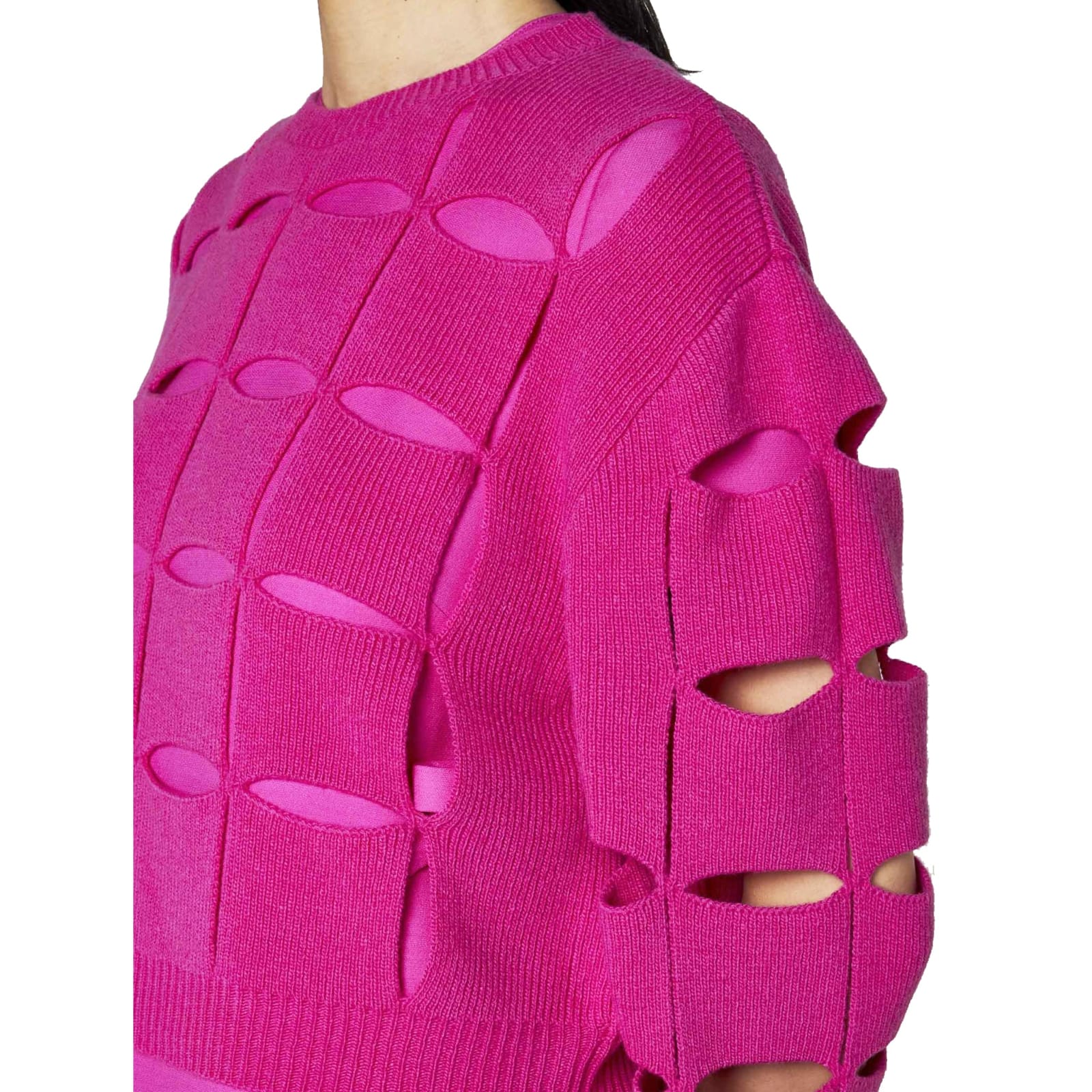 Shop Valentino Cut-out Wool Sweater In Pink