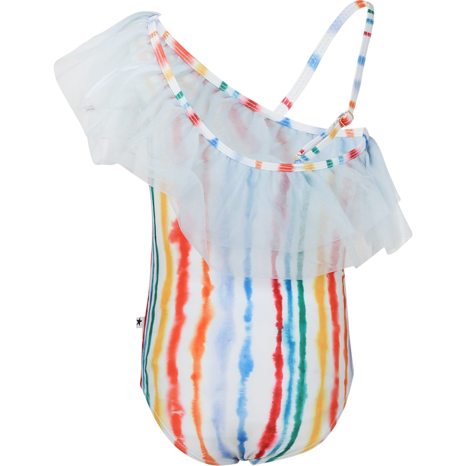 Shop Molo White Swimsuit For Girl In Multicolor