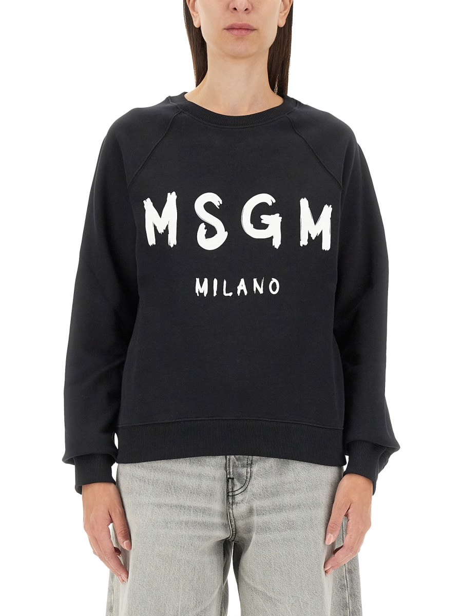 Msgm Sweatshirt With Brushed Logo Print