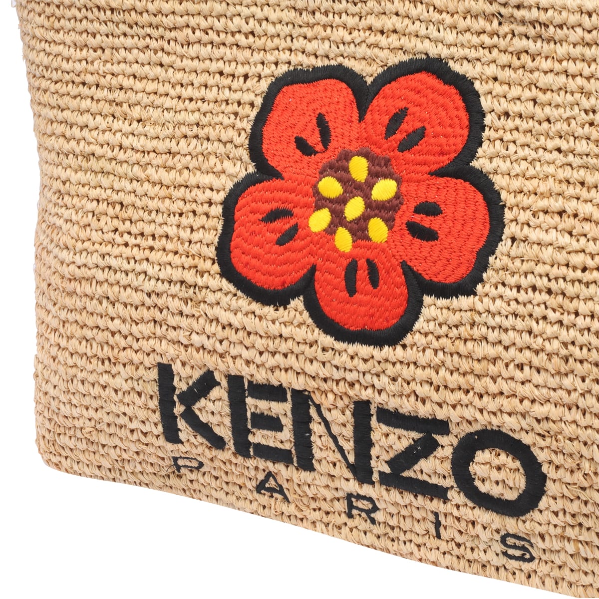 Shop Kenzo Large Raphia Logo Tote Bag In Brown