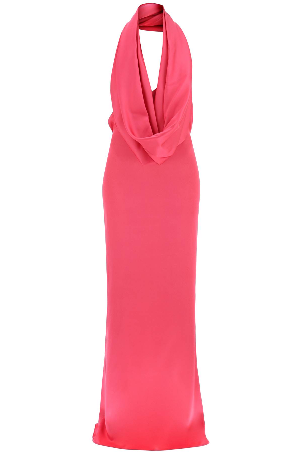 Shop Giuseppe Di Morabito Maxi Gown With Built-in Hood In Pink (fuchsia)