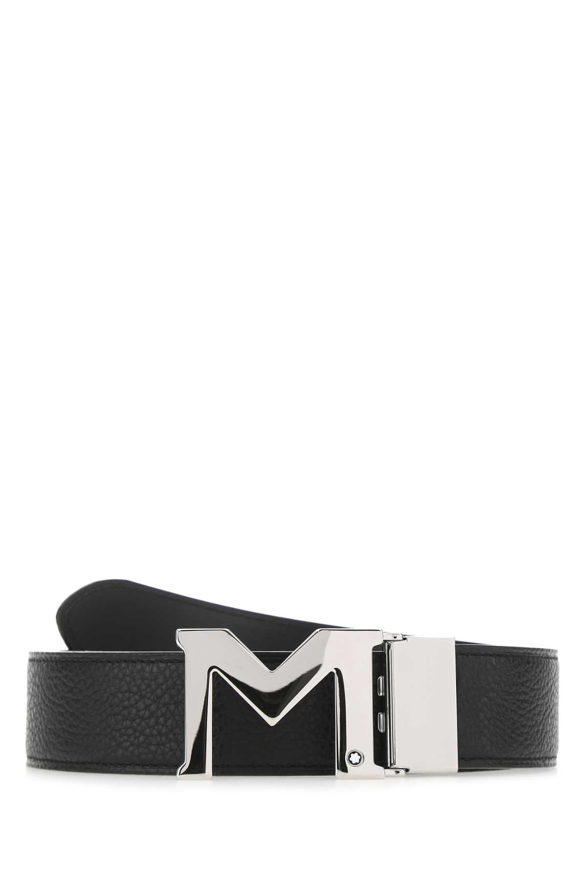 Black Leather Reversible Belt