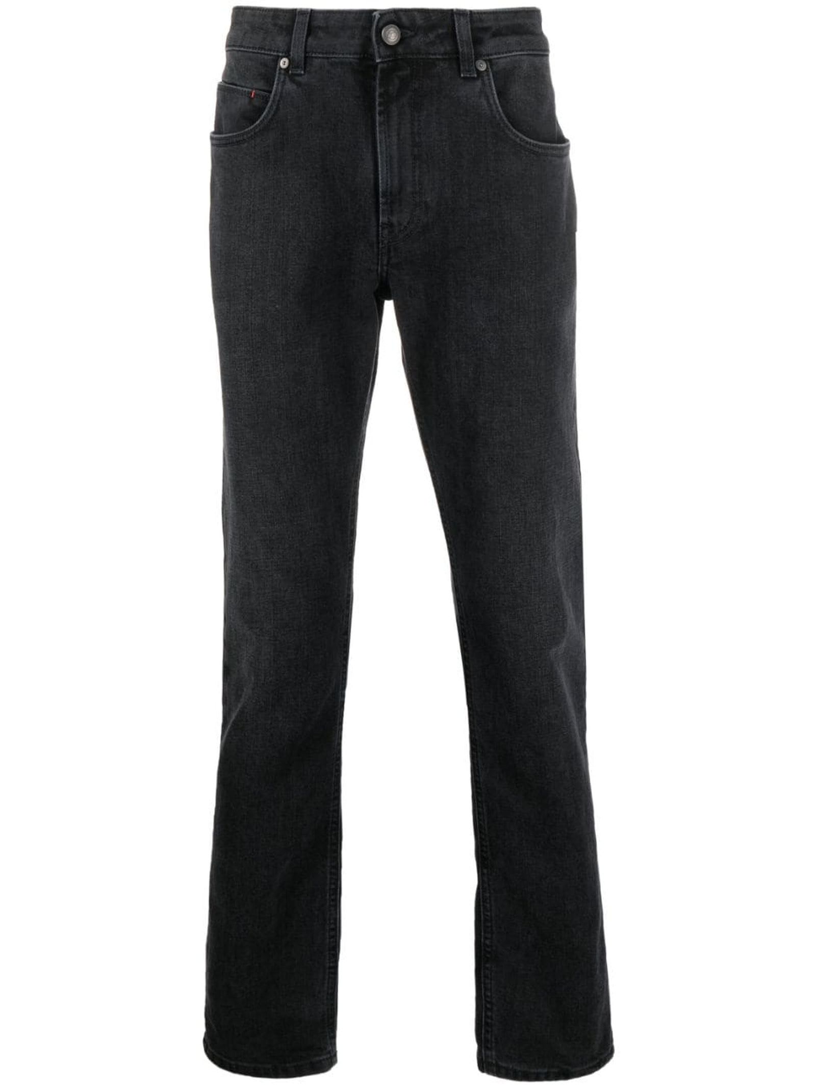 Fay Black Cotton Washed Denim Jeans In Nero