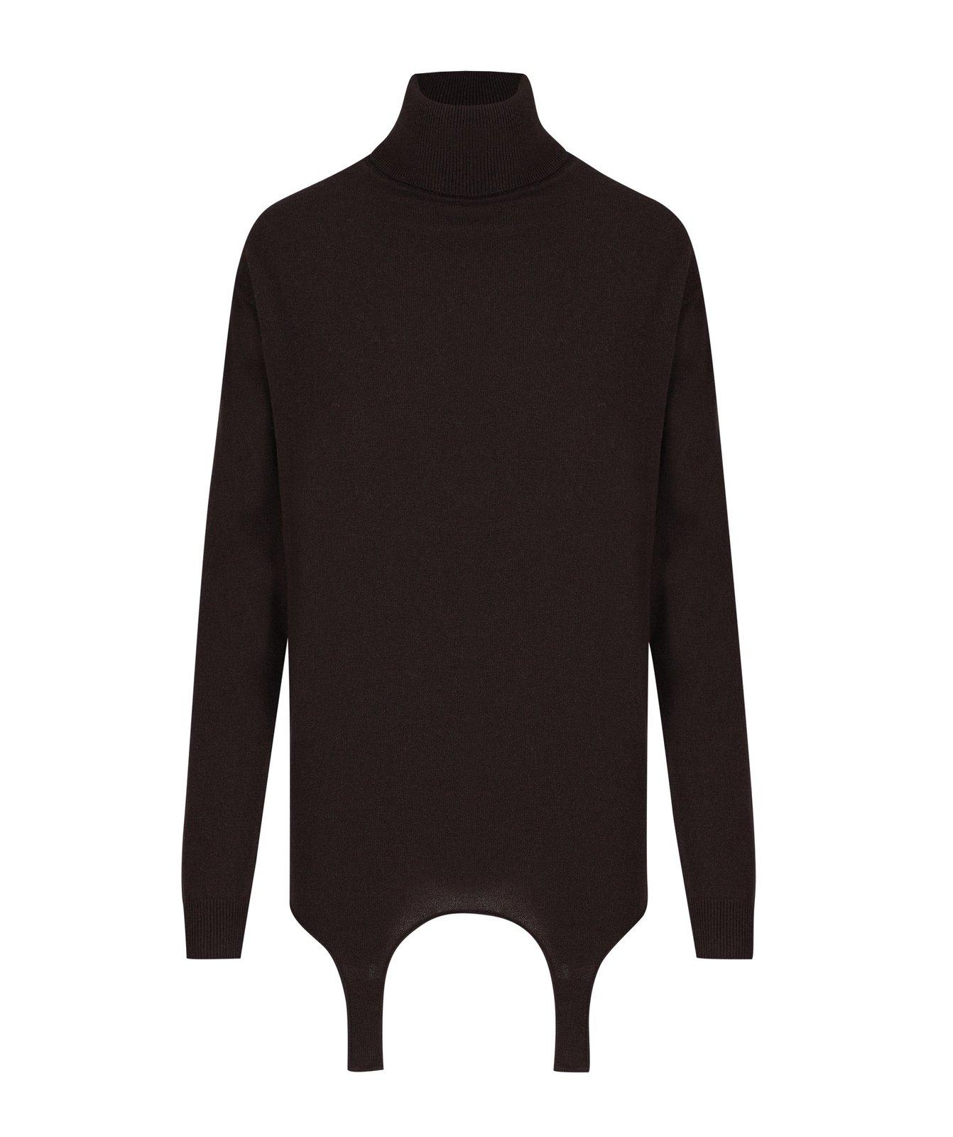 Shop Saint Laurent Turtleneck Garter Jumper In Ebene