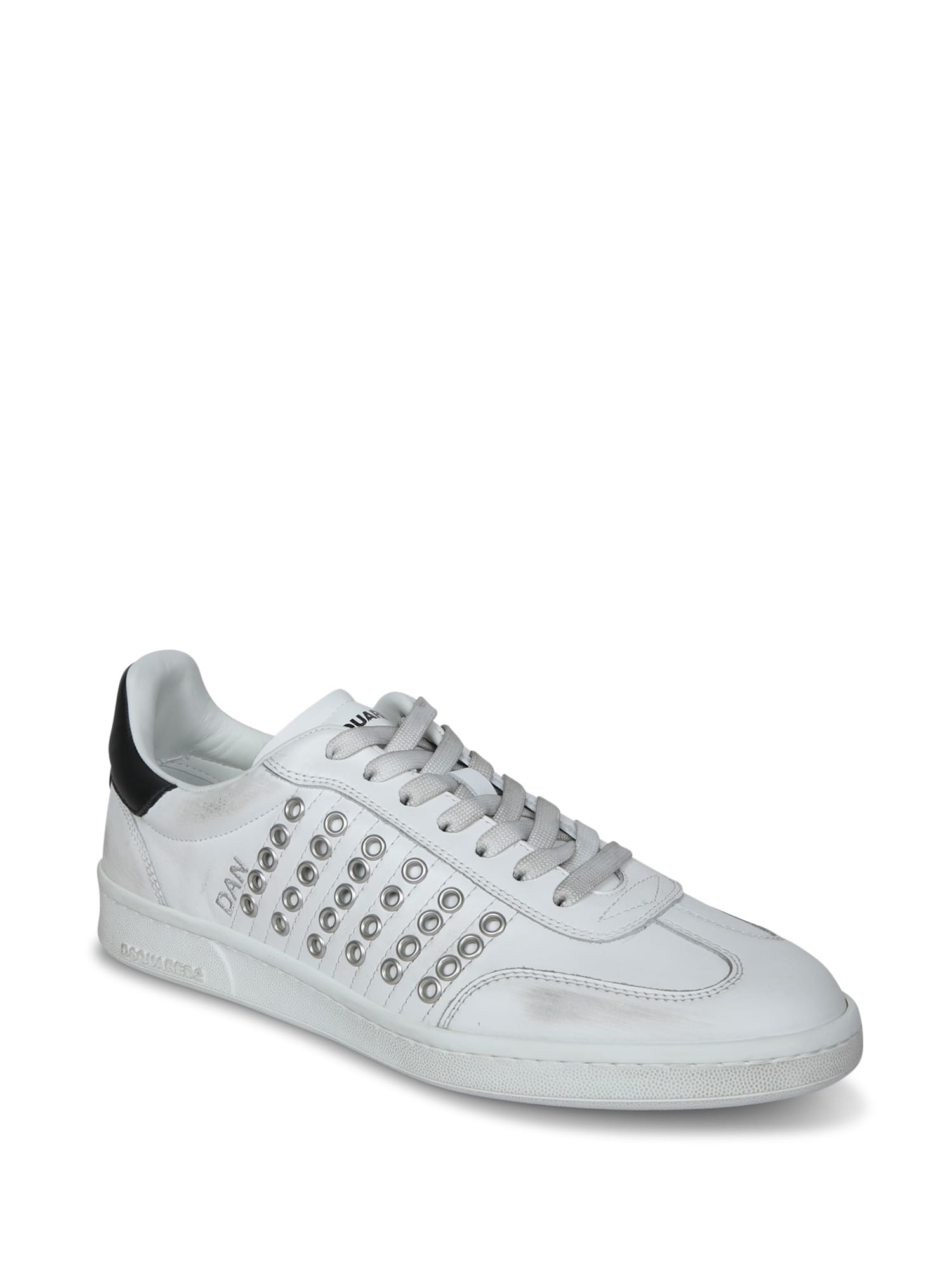 Dsquared2 Black And White Studded Sneakers In White