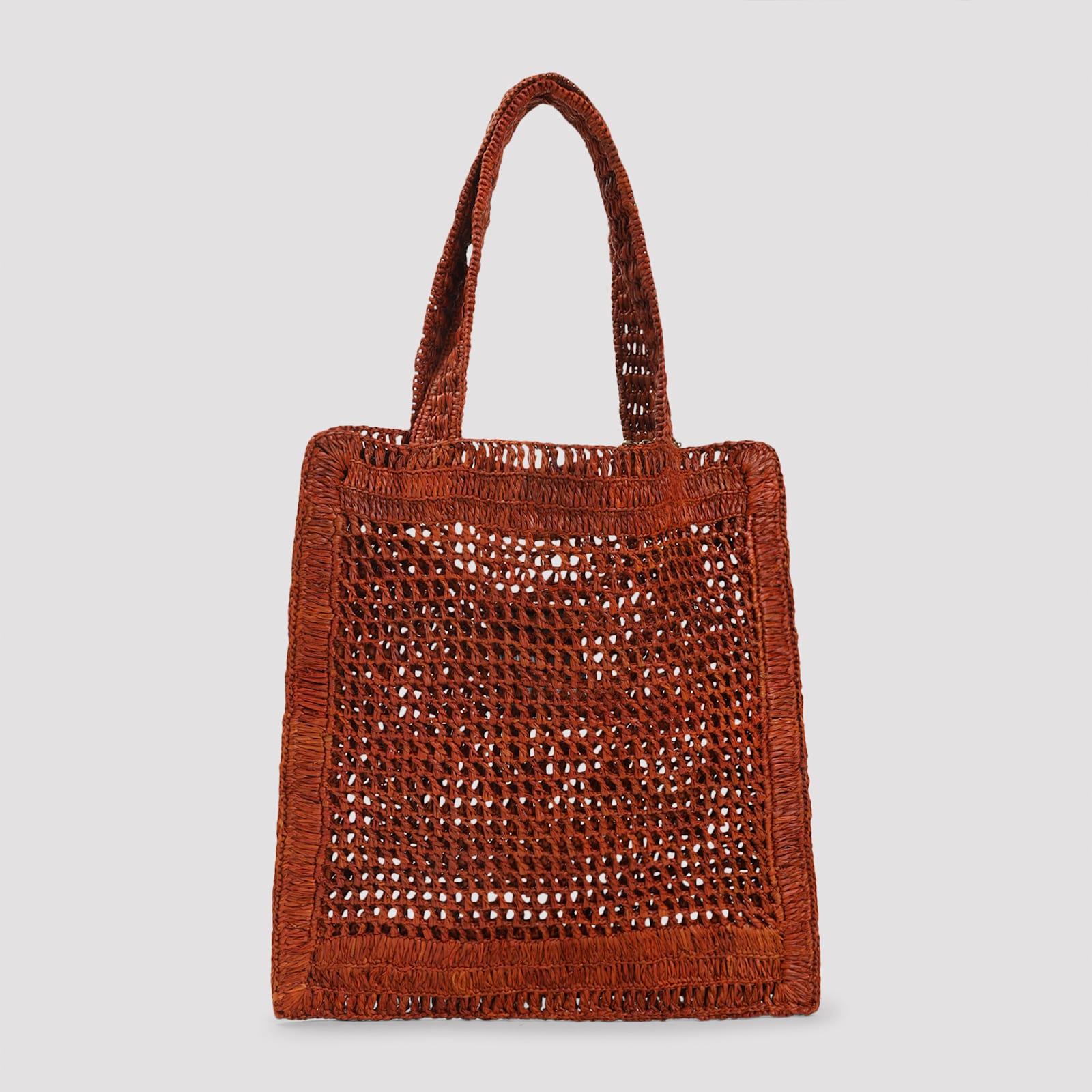 Chloé Clay Brown Raffia Summer Banana Tote Bag In Red