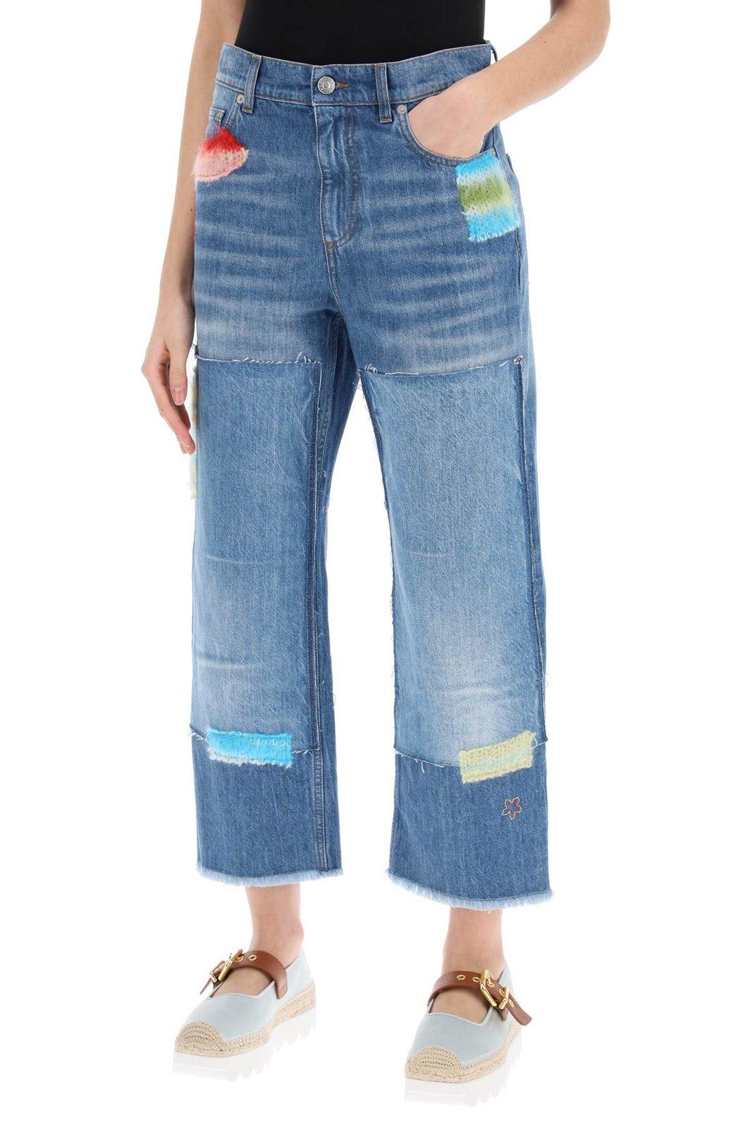 Shop Marni Patchwork Straight-leg Jeans In Blue