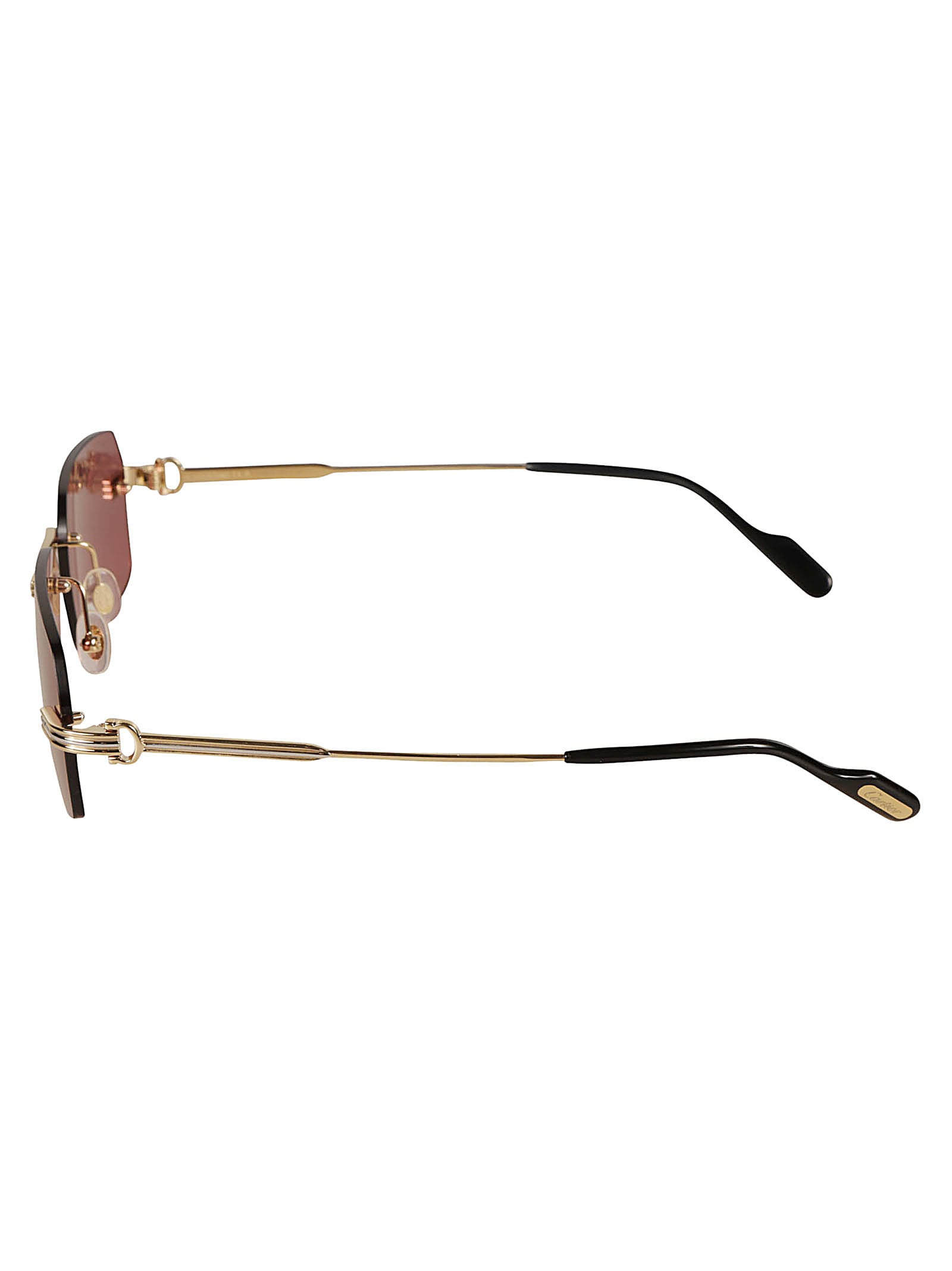 Shop Cartier Rectangular Sunglasses Sunglasses In Gold/red