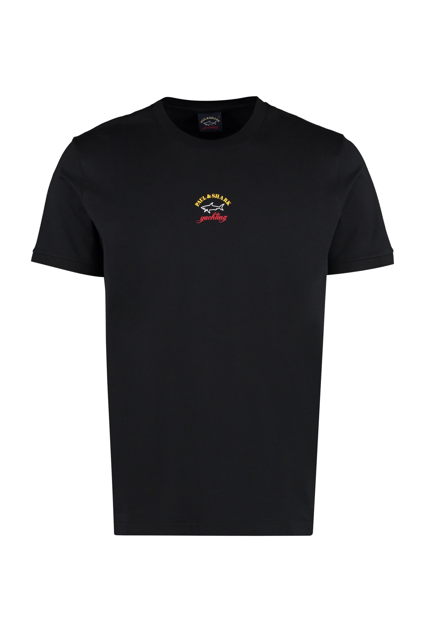 Shop Paul&amp;shark Logo Cotton T-shirt In Black