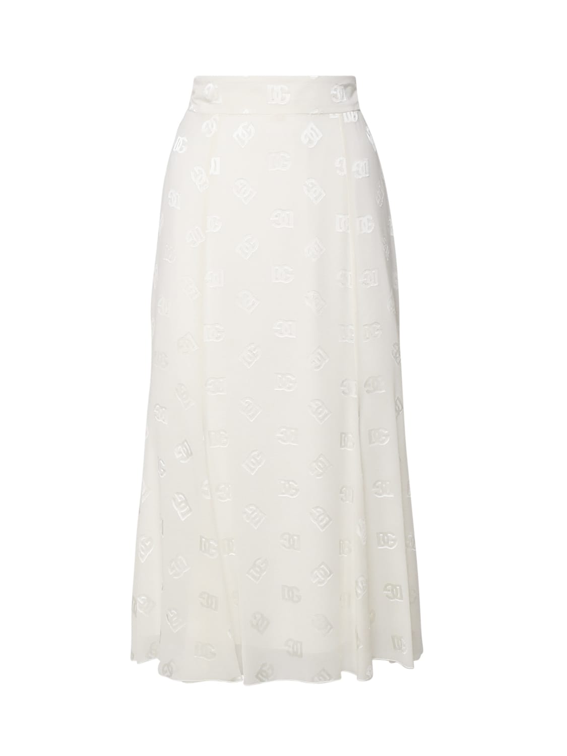 Shop Dolce & Gabbana Godet Skirt In Devoré Silk In White