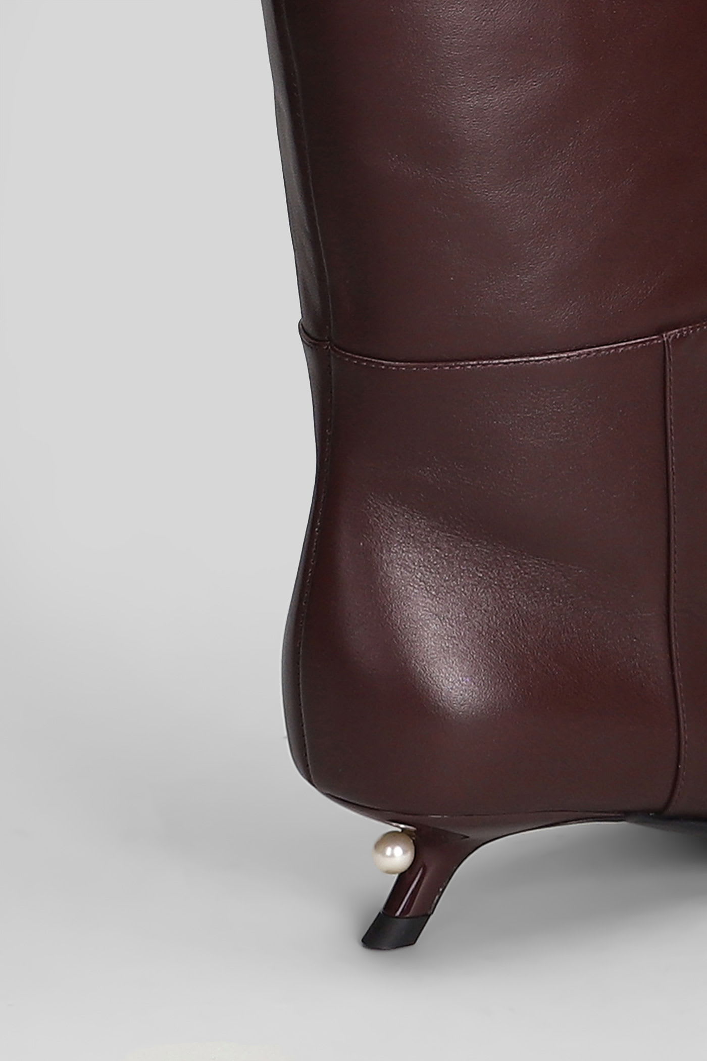 Alevì Debby 035 Low Heels Boots In Bordeaux Leather In Burgundy