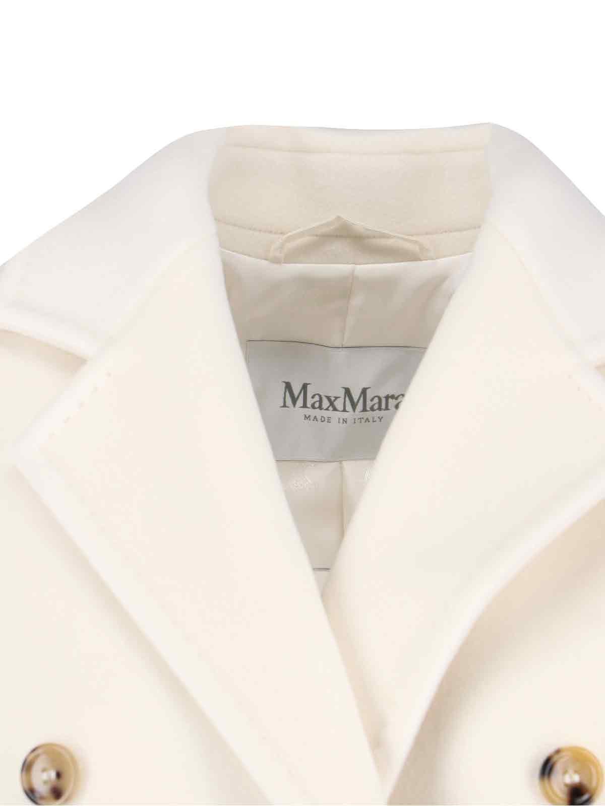 Max Mara Double-breasted Jacket Featuring Notched Lapels In White