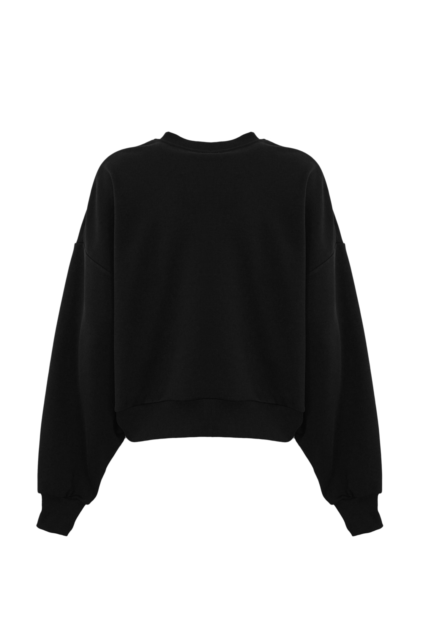 Elisabetta Franchi Cotton Sweatshirt With Logo In Nero