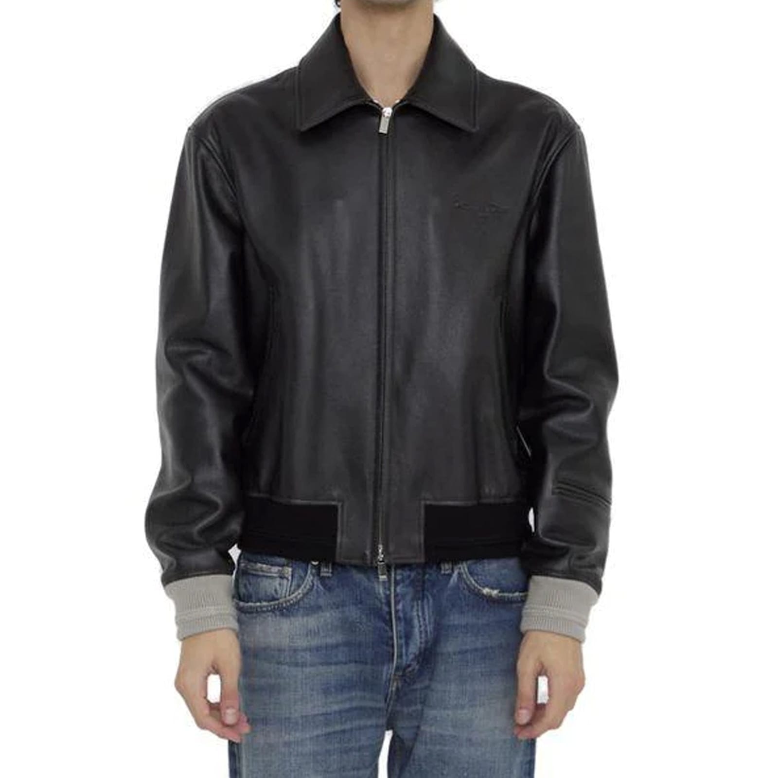 Dior Zippered Long-sleeved Leather Jacket