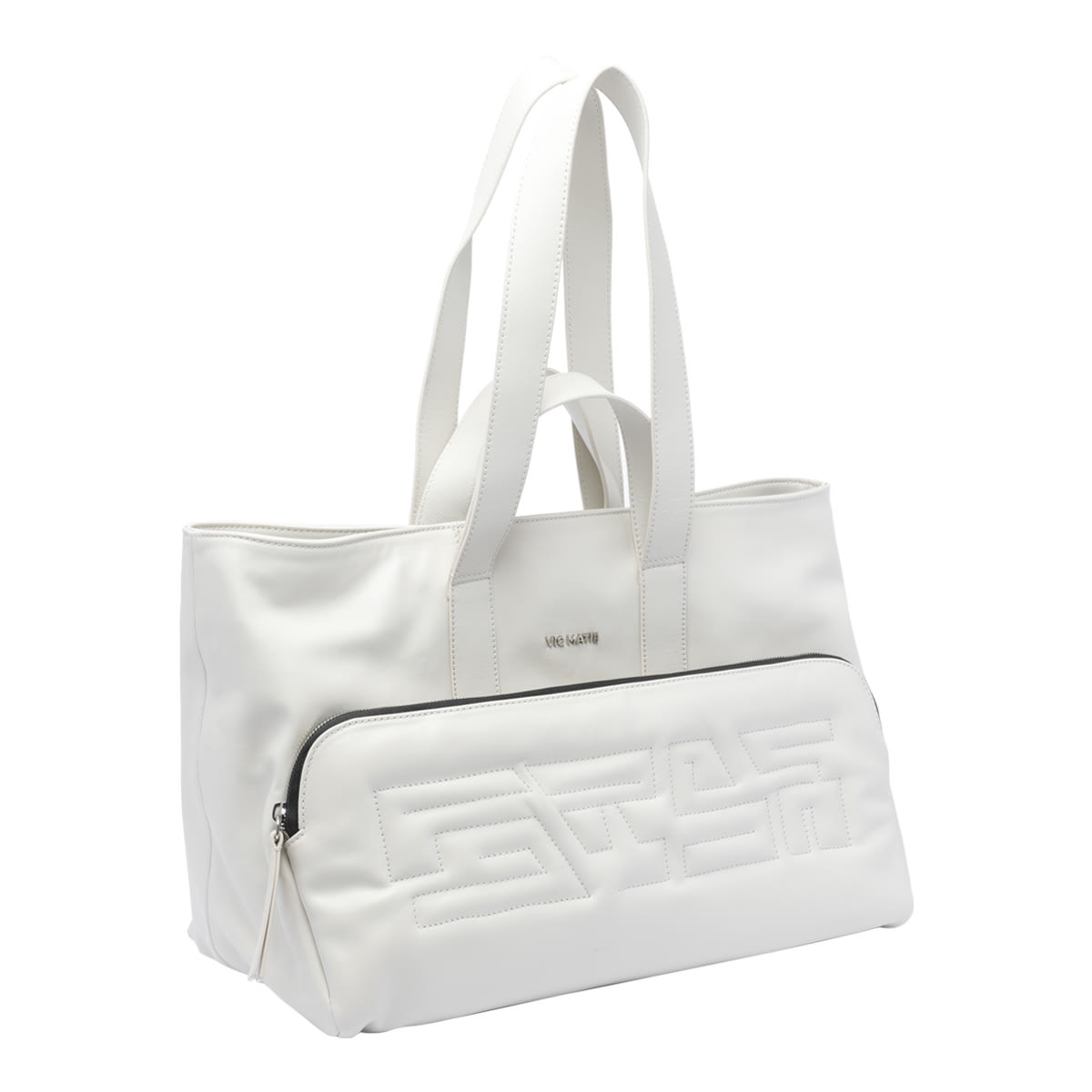 Vic Matie Logo-lettering Quilted Tote Bag In White