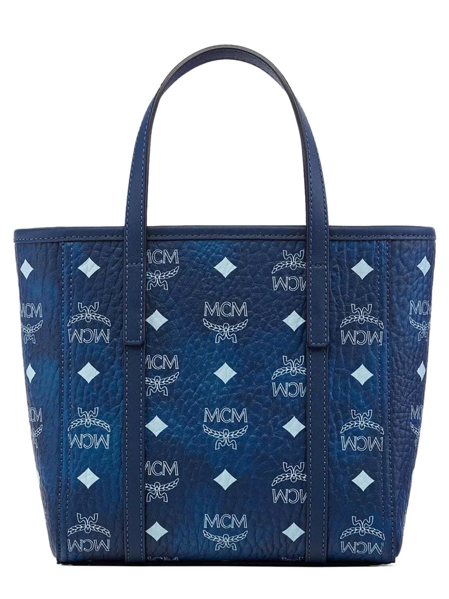 Mcm Toni Top-zip Mini Bag In Visetos In Blue