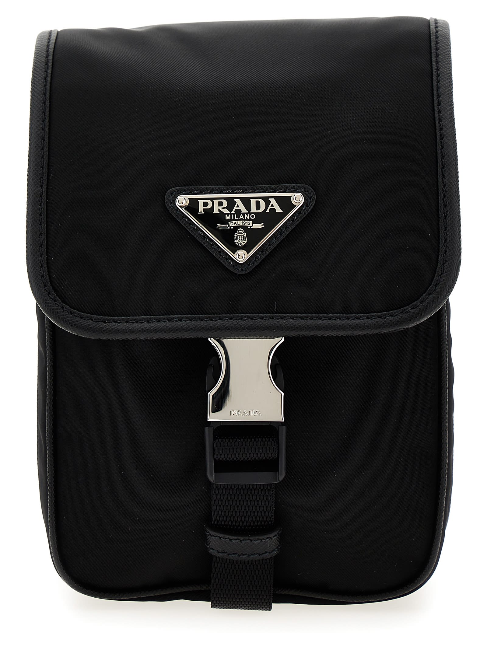 Shop Prada Re-nylon Logo Crossbody Bag In Black