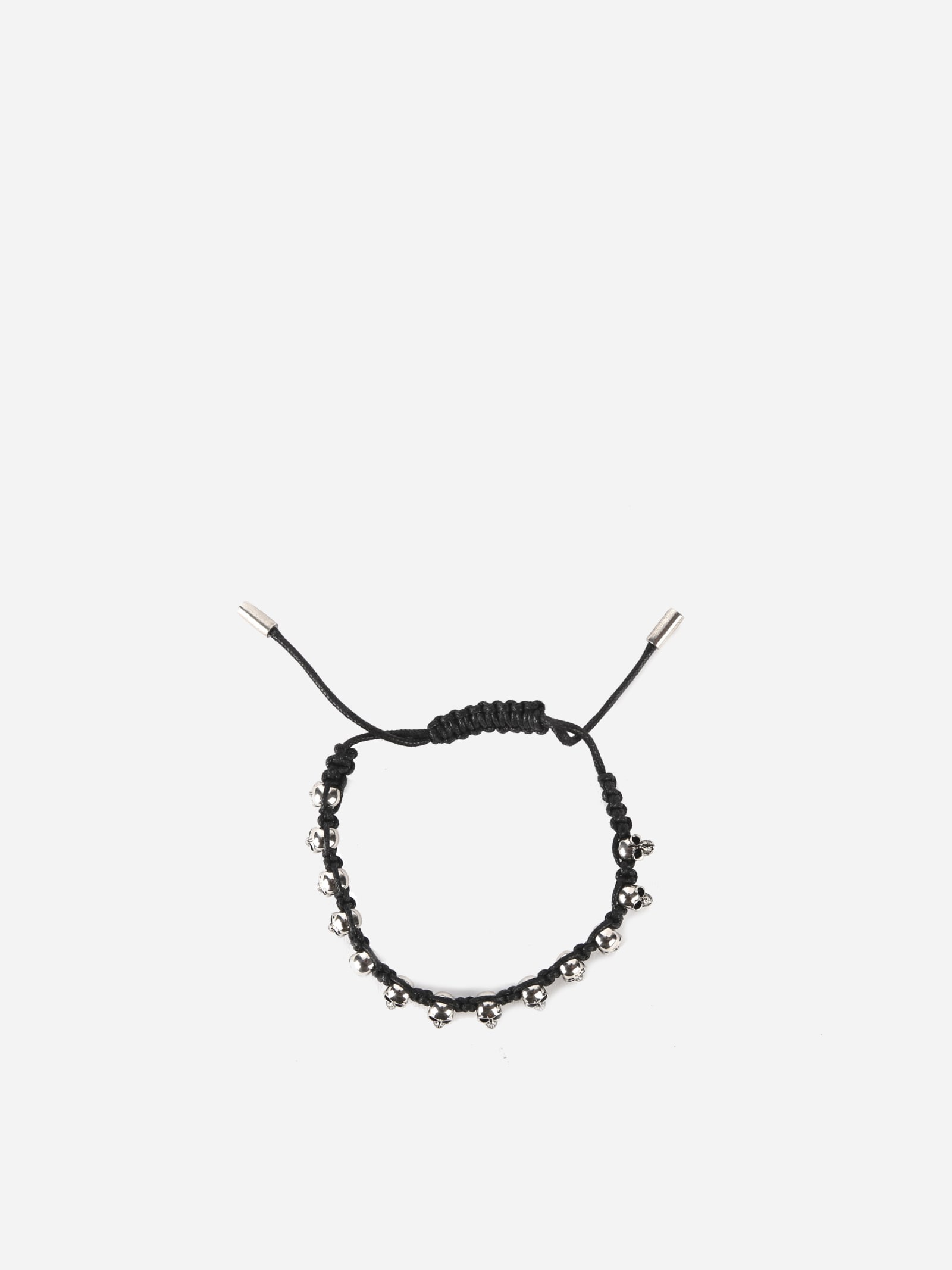 Alexander McQueen Leather & Metal Skull Bracelet