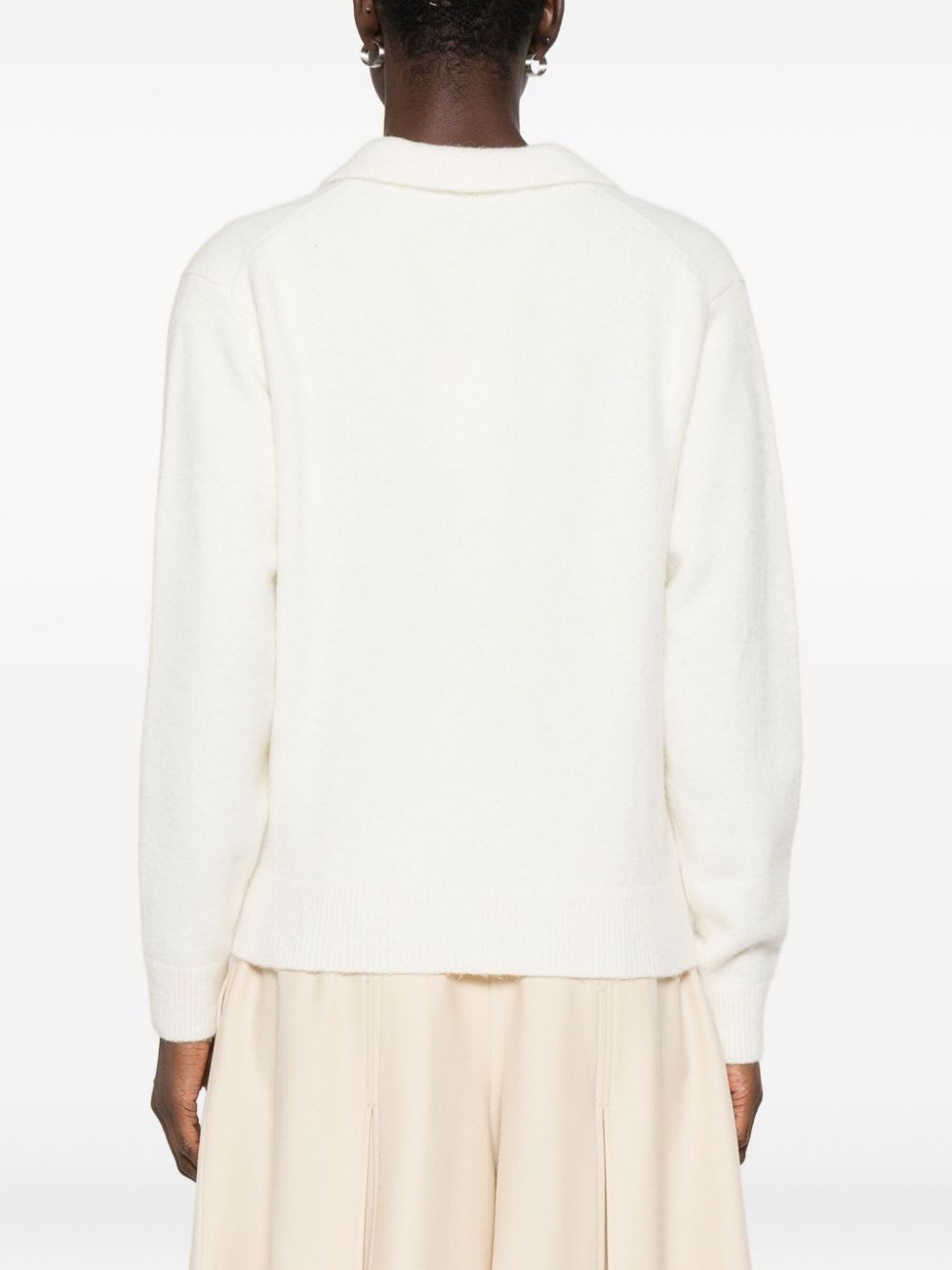 Dunst Wool Blend Polo Sweater In White