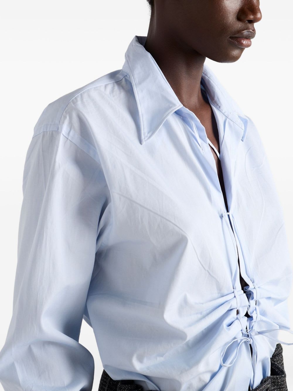 Prada Lace-up Shirt In Blue