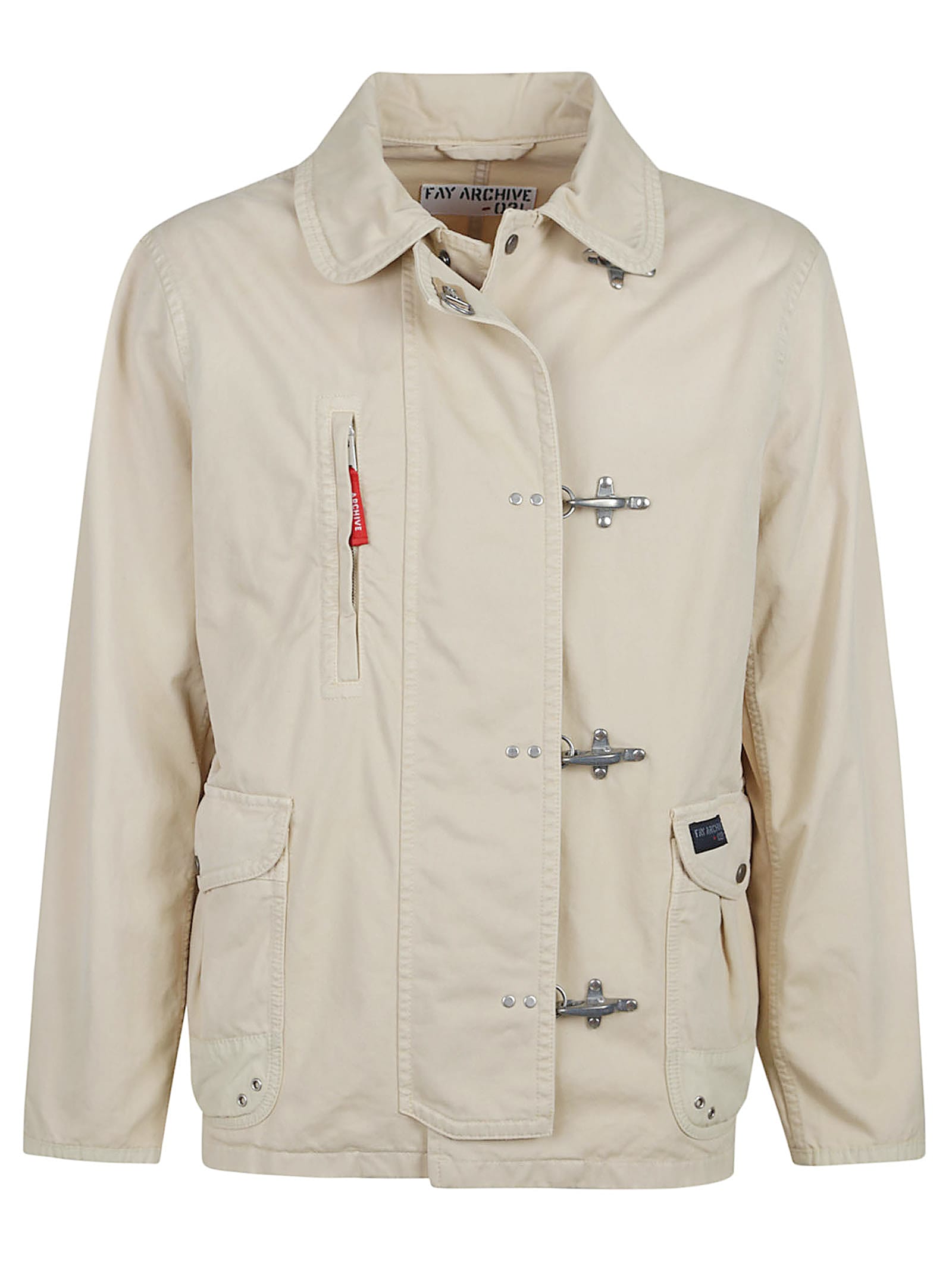 Fay Classic Button-up Cotton Coat With Distinctive Collar In Neutral