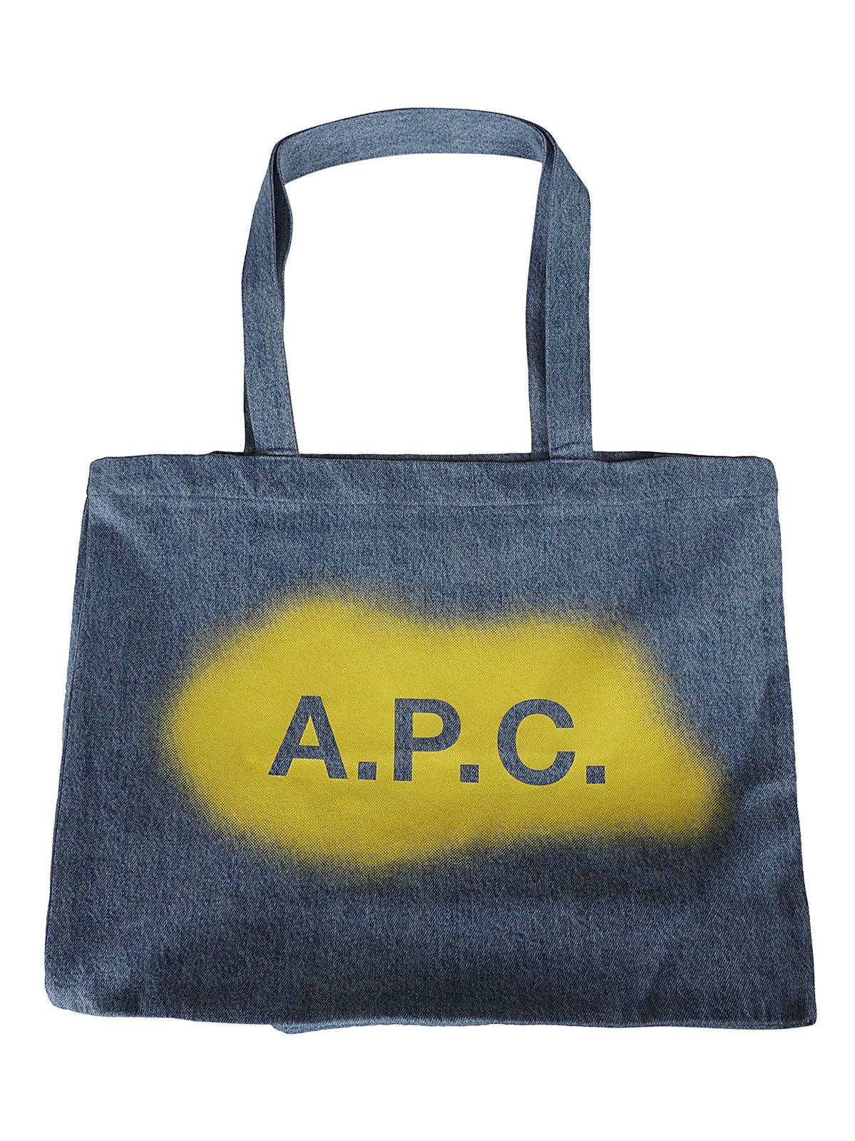 Apc Logo Printed Large Tote Bag In Light Blu