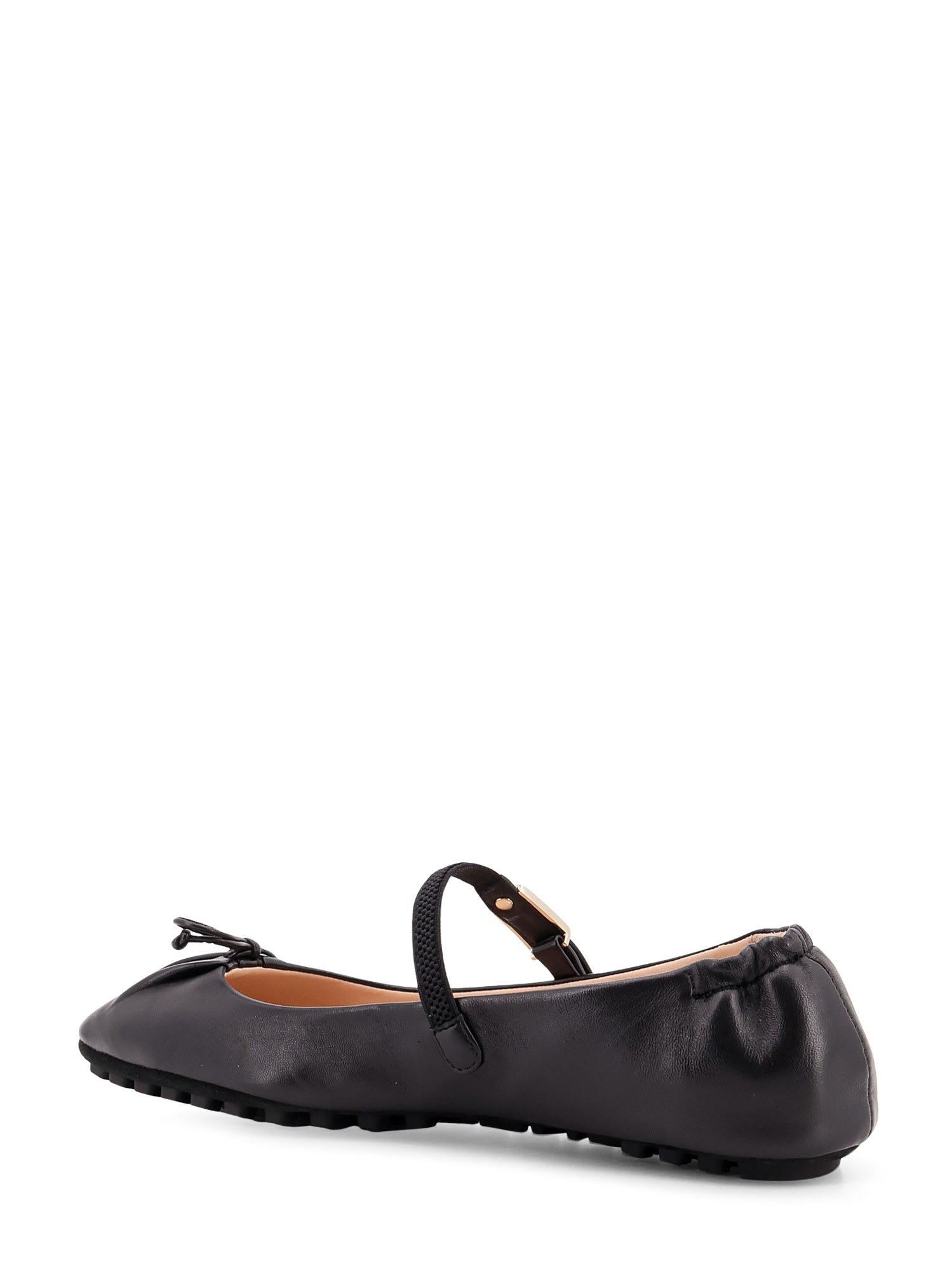 Fendi Black Nappa Leather Baguette Ballet Flats In Black