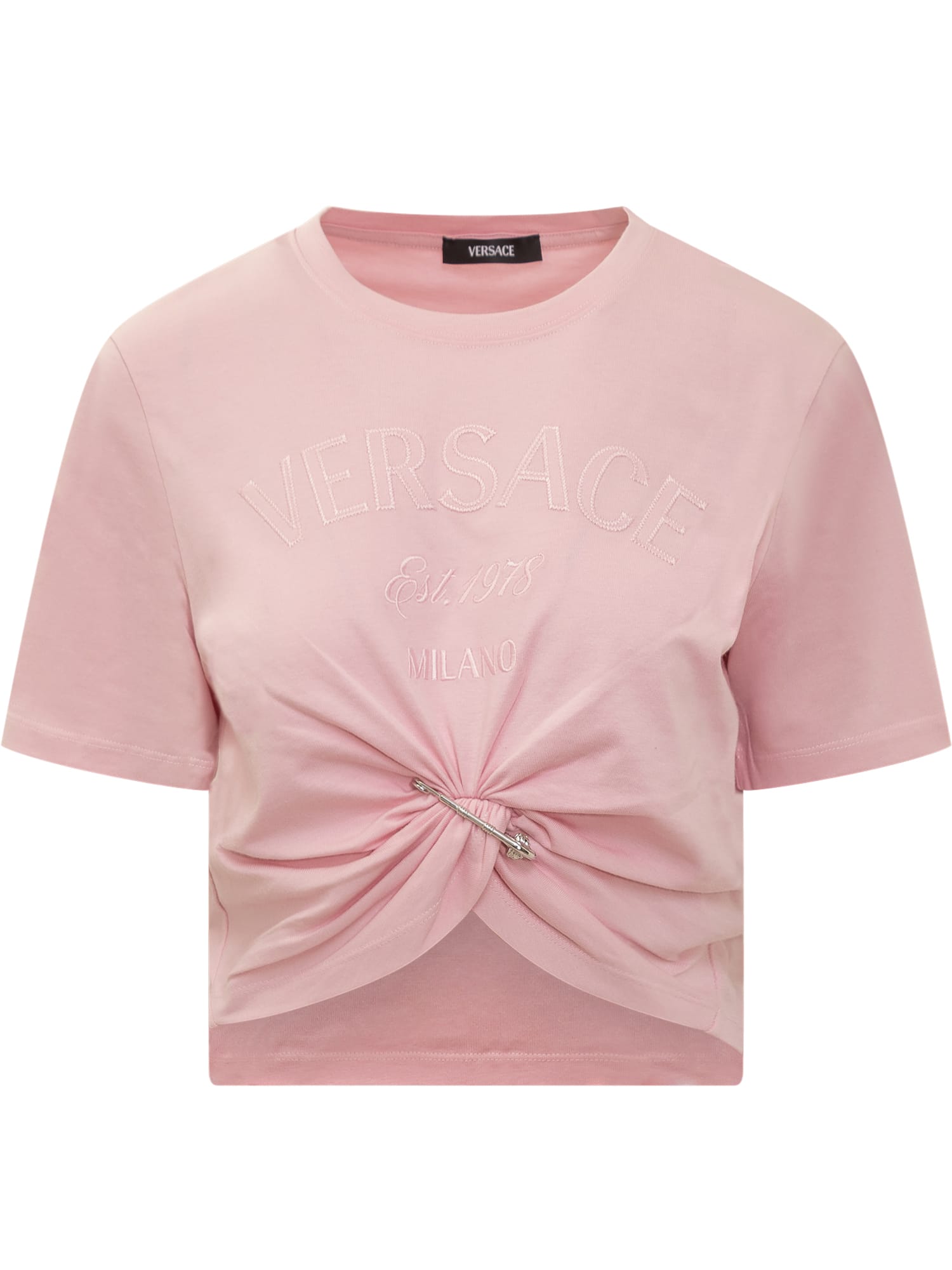 Shop Versace Short T-shirt. In Pale Pink