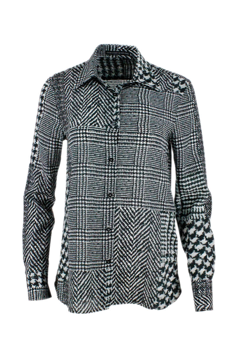 Ermanno Scervino Long-sleeved Silk Shirt With Patterned Motif
