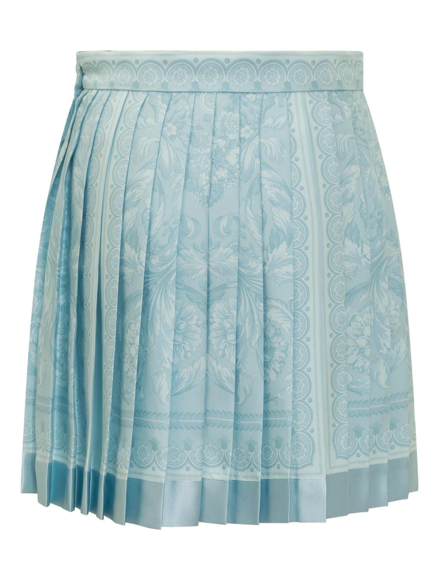 Shop Versace Skirt Silk Twill In Pale Blue