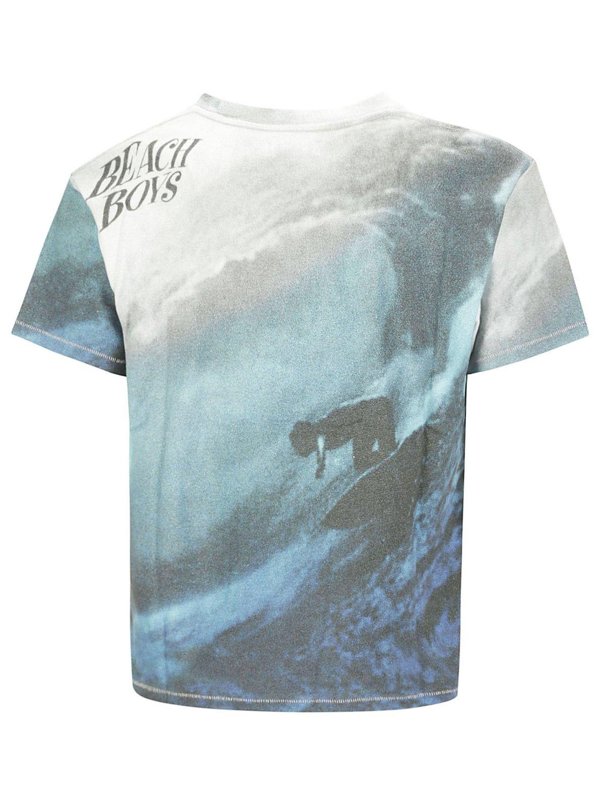 Shop Erl Surfer-printed Crewneck T-shirt In Blue