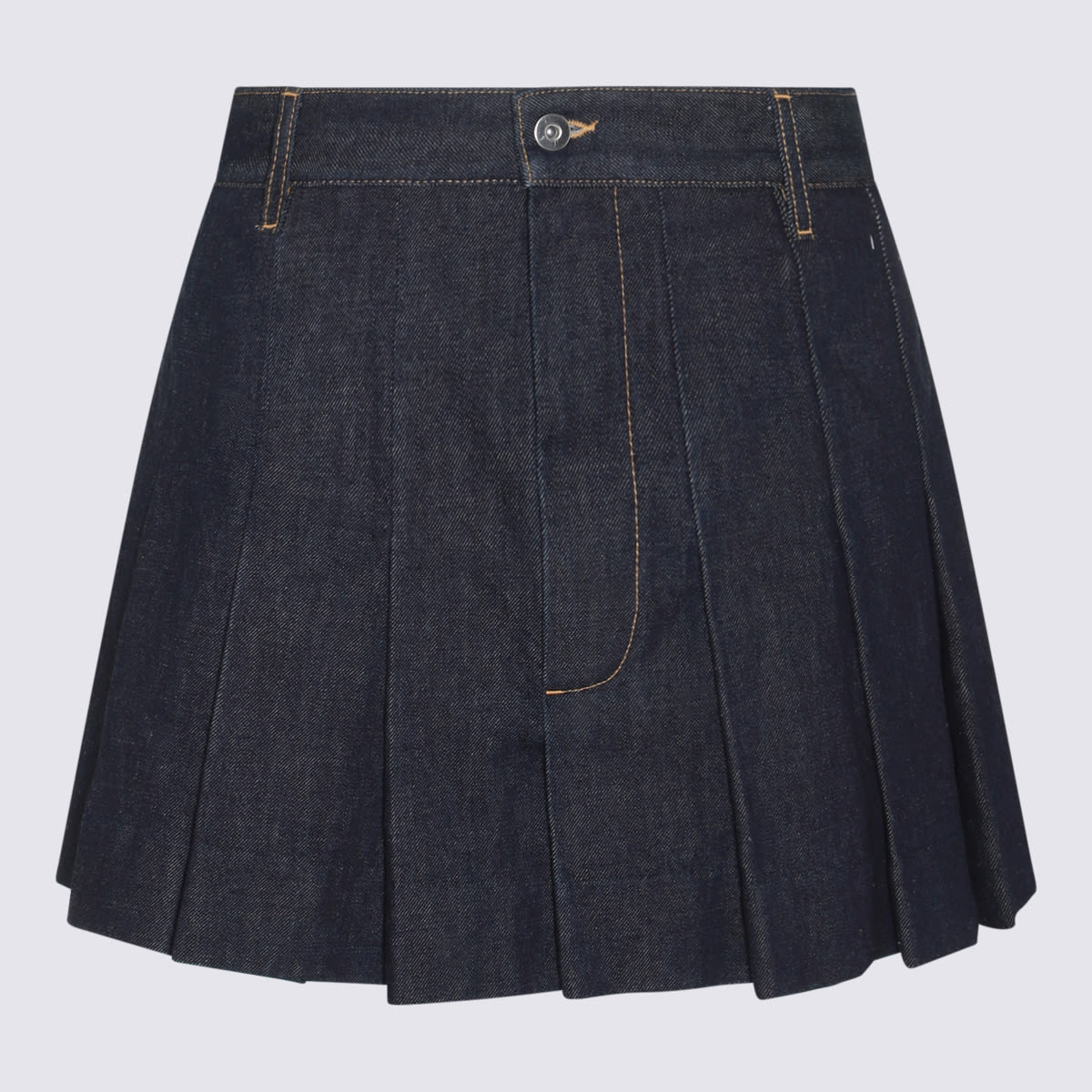 Shop Bottega Veneta Indigo Cotton Denim Mini Skirt In Blue