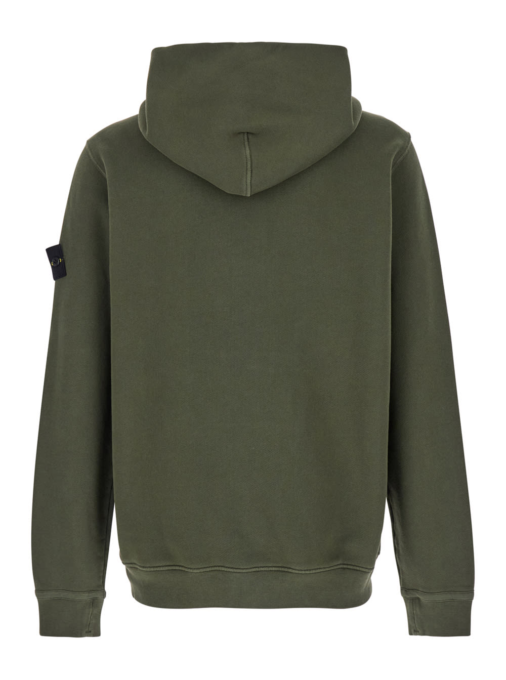 STONE ISLAND GREEN HOODIE WITH KANGAROO POCKET AND PATCH LOGO IN COTTON MAN 