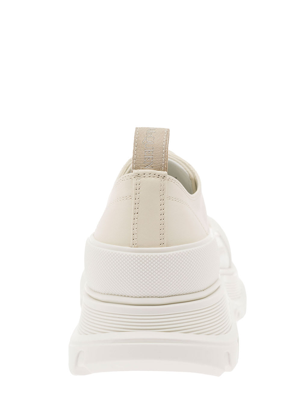 Shop Alexander Mcqueen White And Beige Tread Slick Sneakers In Calf Leather