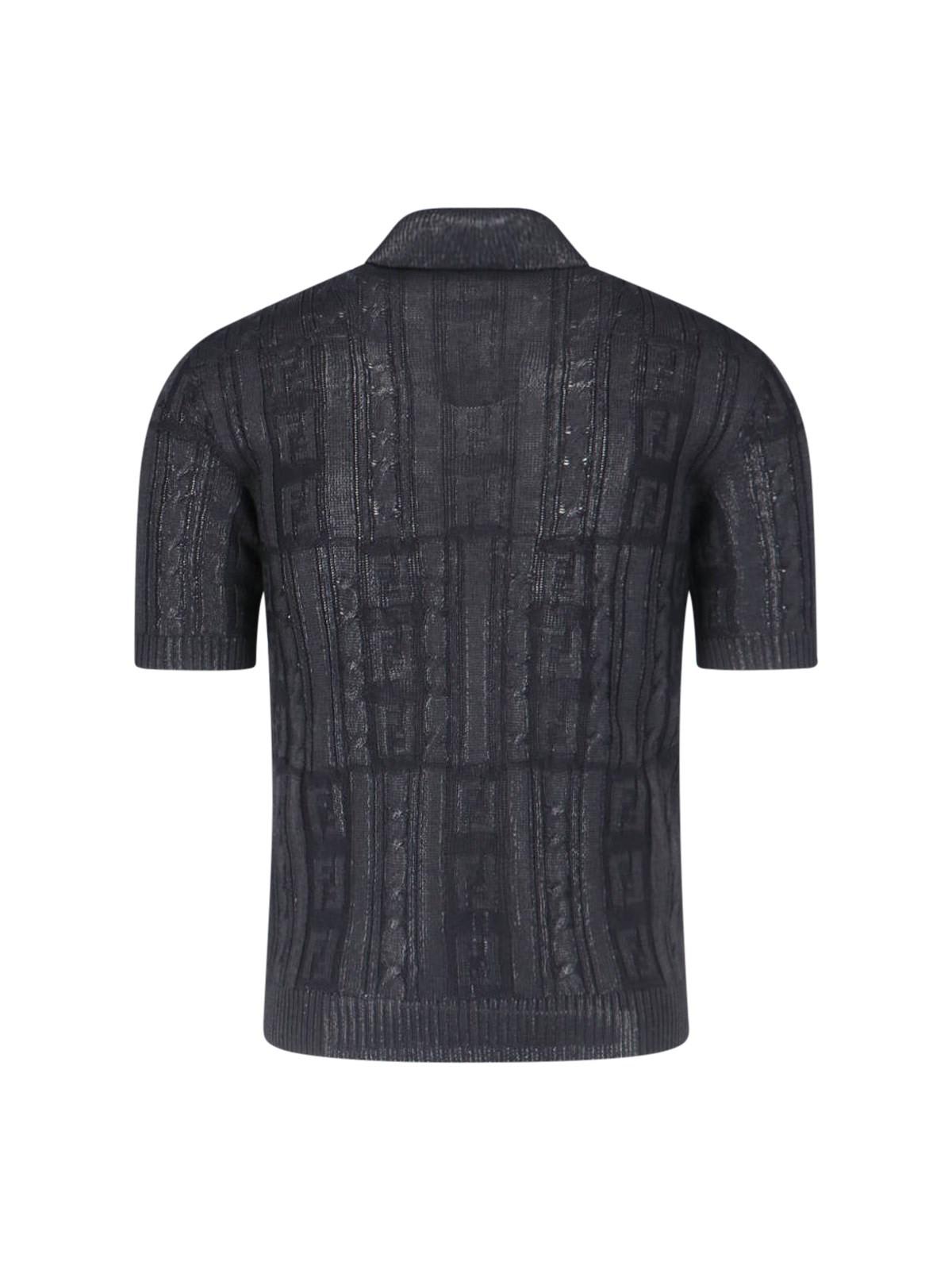 Fendi Black Wool Polo Shirt In Black
