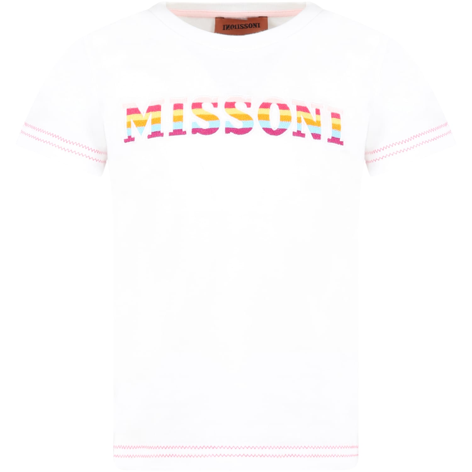 MISSONI WHITE T-SHIRT FOR GIRL WITH LOGO