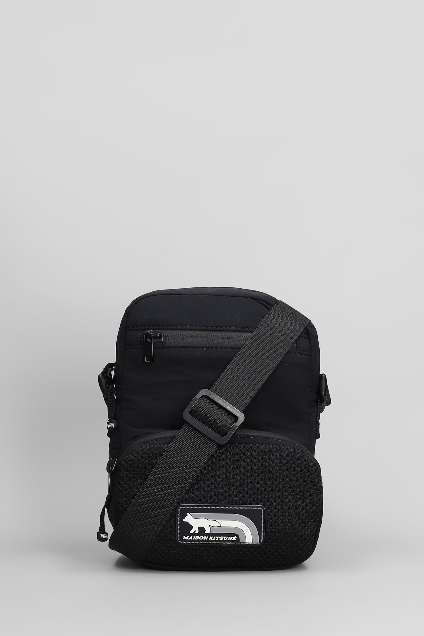 Maison Kitsuné Flash Fox Waist Bag In Black Polyamide