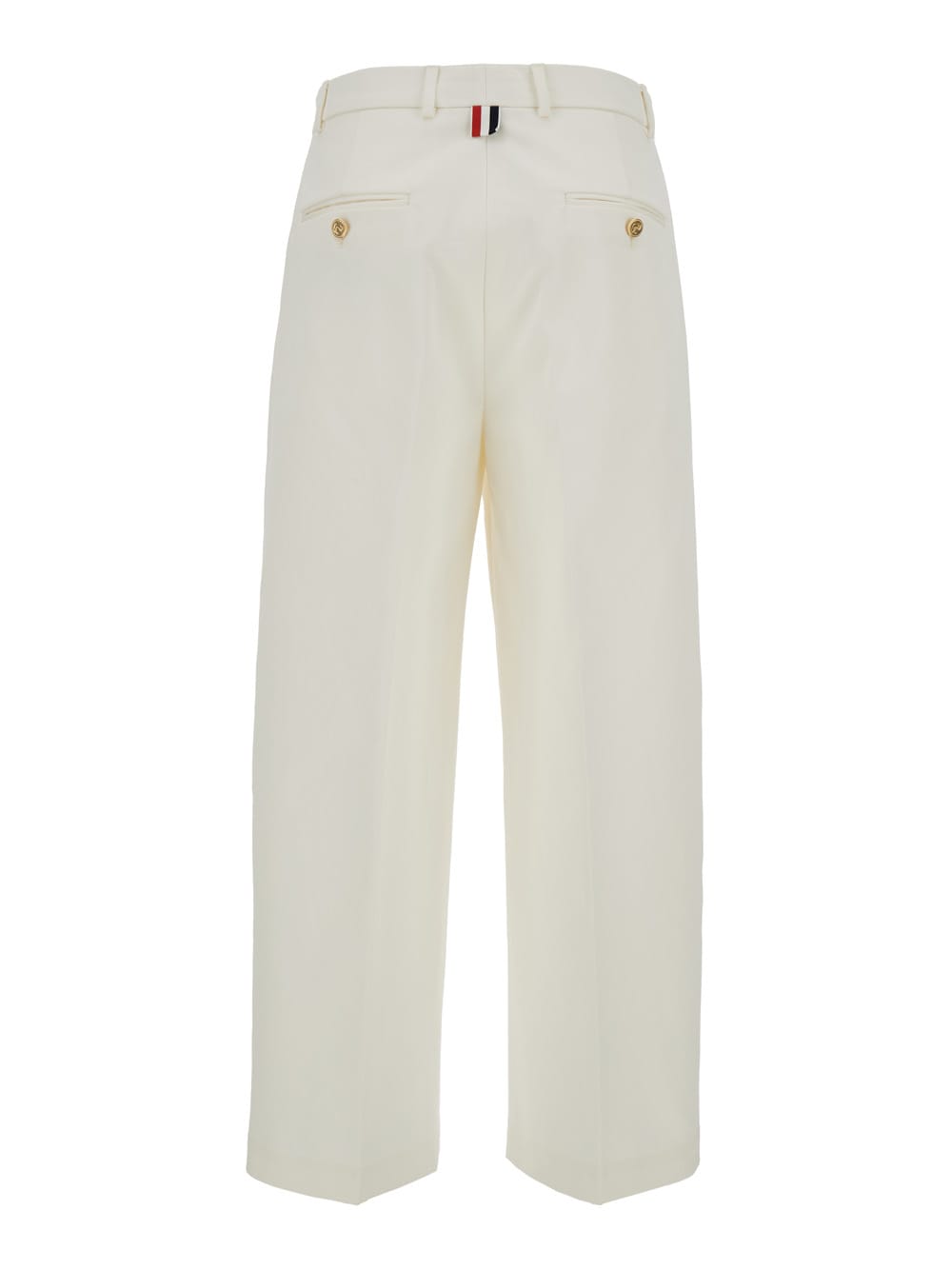 Shop Thom Browne White Relaxed Pants With 4bar Rwb Detail In Cotton Woman