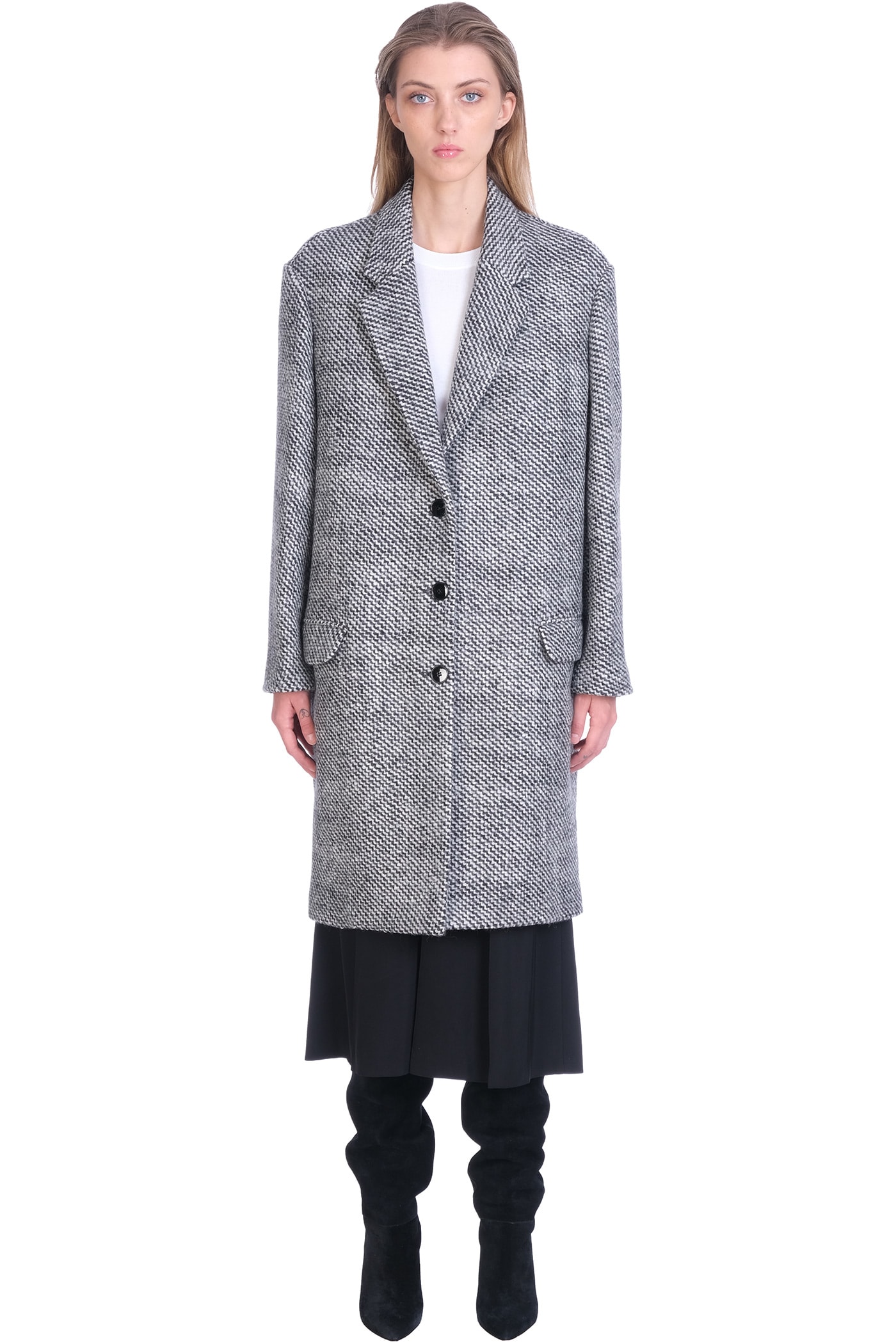 Isabel Marant Fegozi Coat In Grey Wool