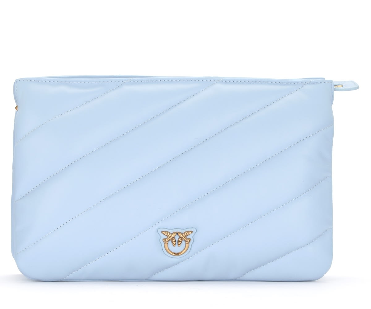 Pinko Medium Twins Bag In Light Blue Quilted Nappa