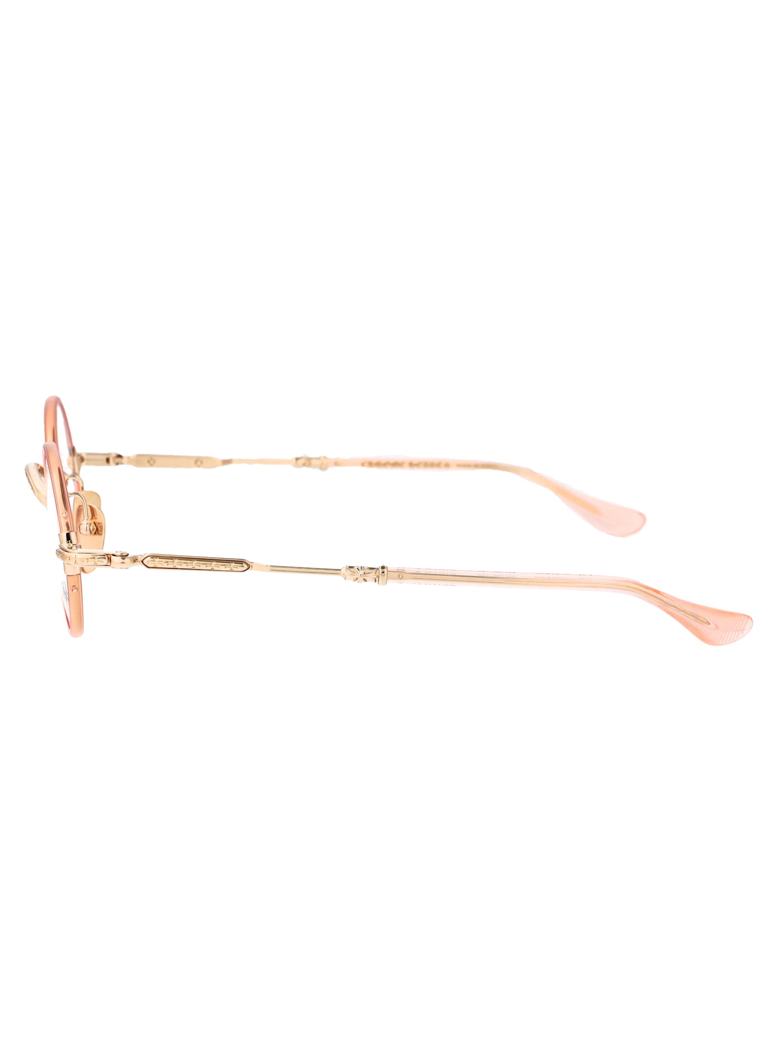 Shop Chrome Hearts Edith F. Glasses In Pink Crystal/gold Plated