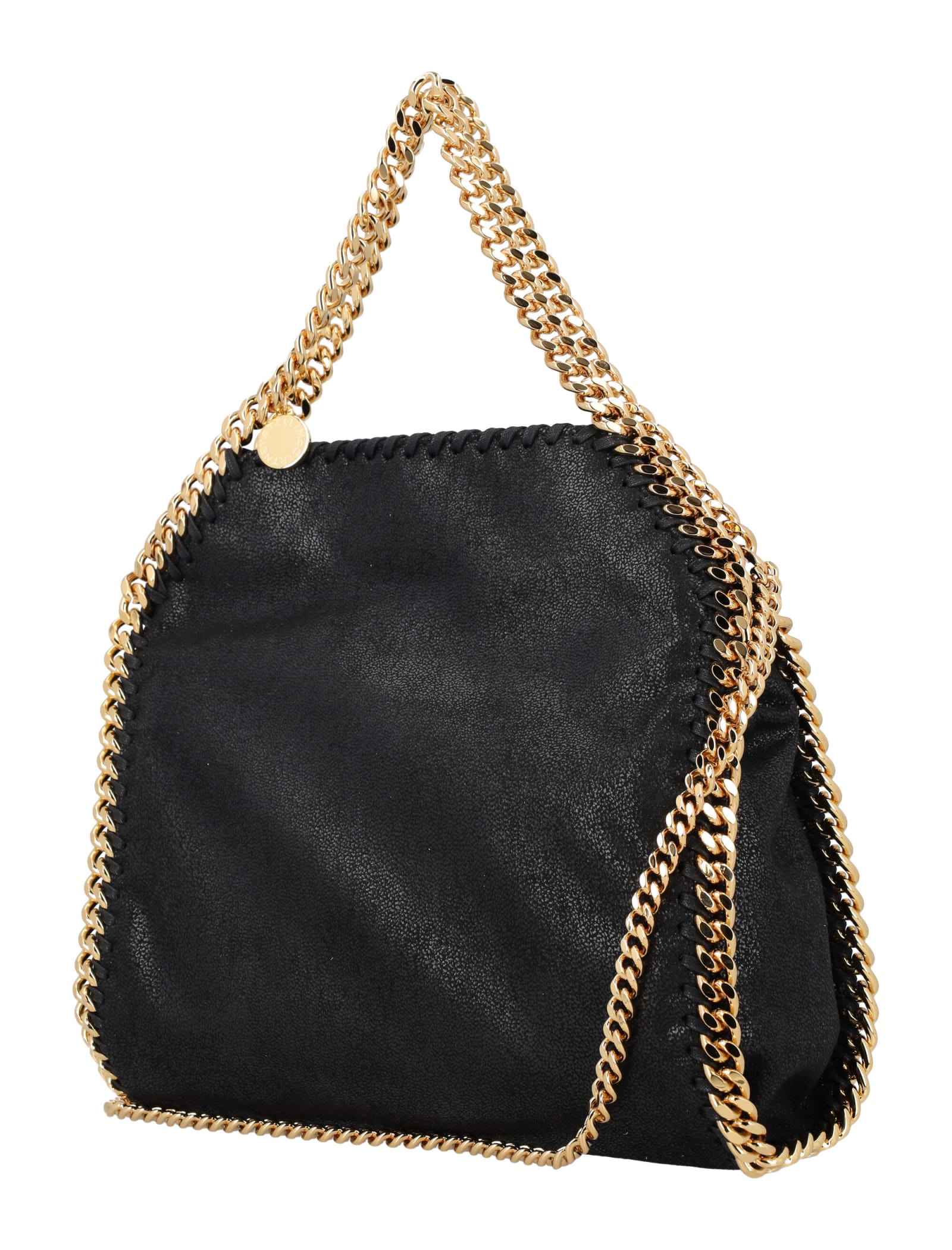 Shop Stella Mccartney Falabella Mini Tote Bag With Gold-chain In Black