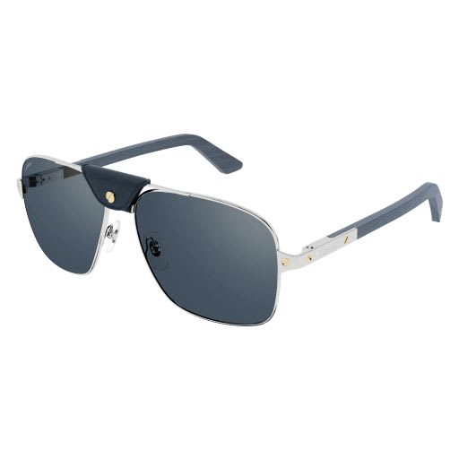Shop Cartier Ct0389s Sunglasses In 004 Silver Blue Blue