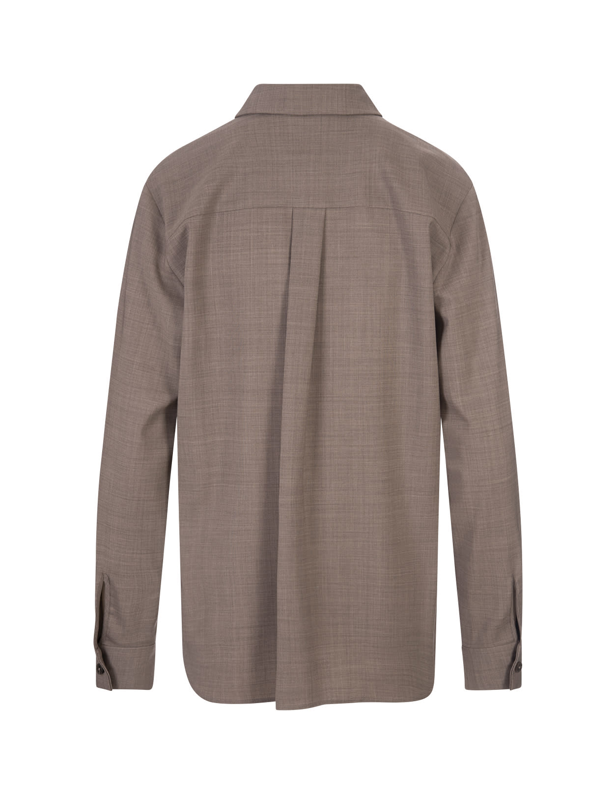 P.A.R.O.S.H LILLE SHIRT IN TAUPE STRETCH WOOL 