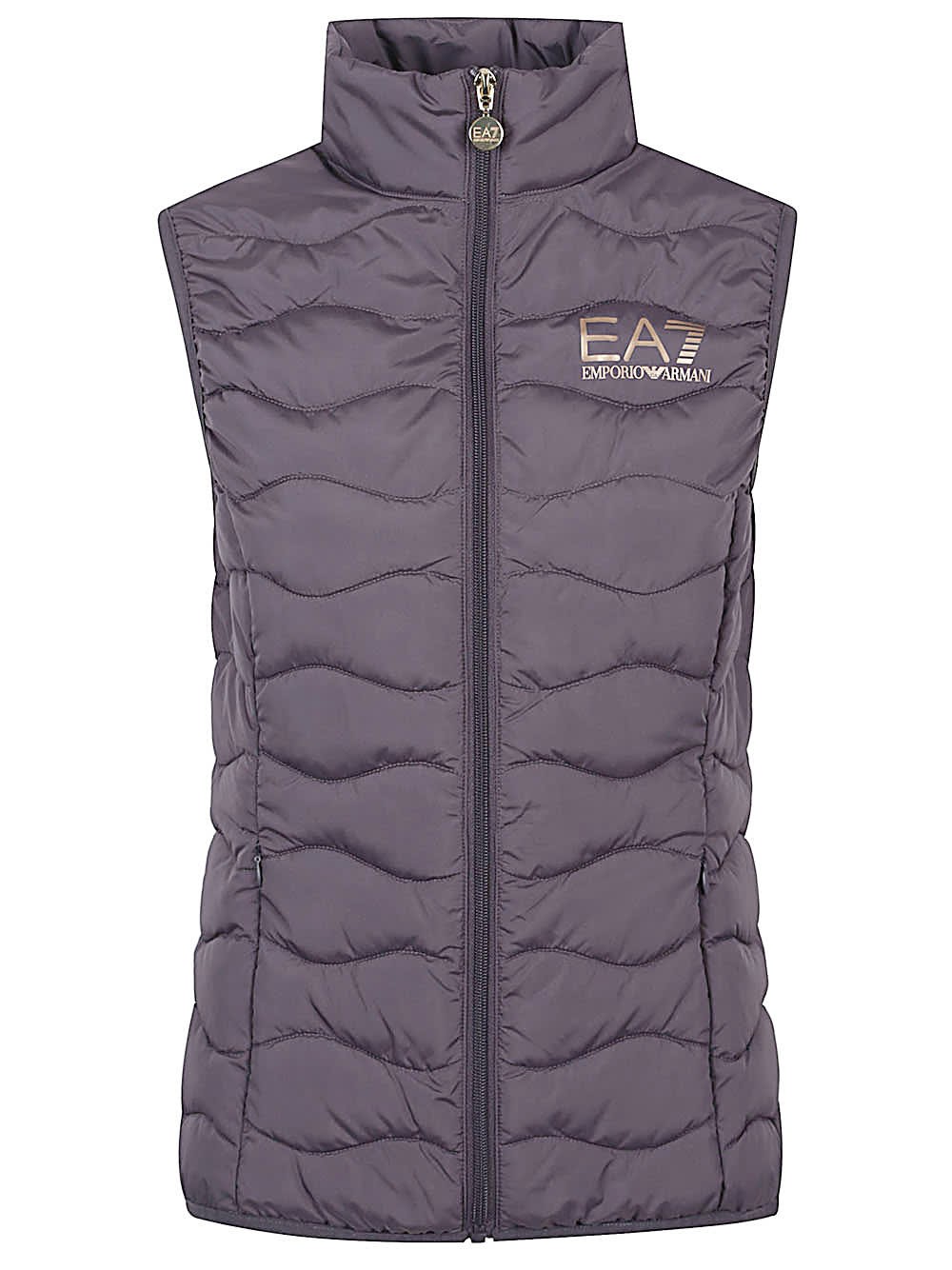 Ea7 Logo Down Vest In Gray